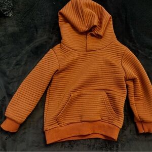 Rust Orange Ribbed Hoodie Sweatshirt
